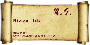 Mizser Ida névjegykártya